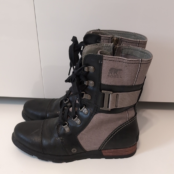 Sorel Black and Gray Major Carly Lace-Up Major Boots Size 9 - Picture 5 of 9
